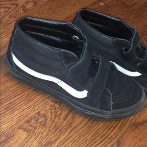 All black w/ white strip Velcro vans- gently used